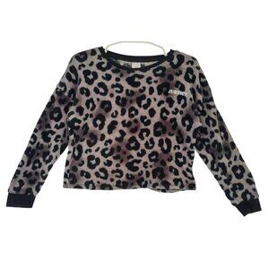 Justice Girls Long Sleeve Leopard Print Polyester Fleece Pajamas (Size L, 12/14)